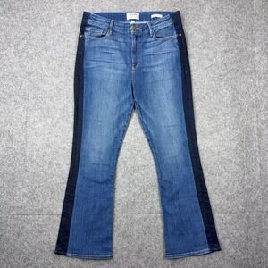 FRAME Jeans Women 32 Blue Le Crop Mini Boot High Rise Stripe Stretch Denim Pants